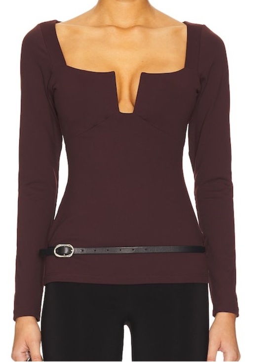 Susana Monaco Tops - Susana‎ Monaco Shiraz Square Neck Cutout Long Sleeve Top Bodycon Minimalist M